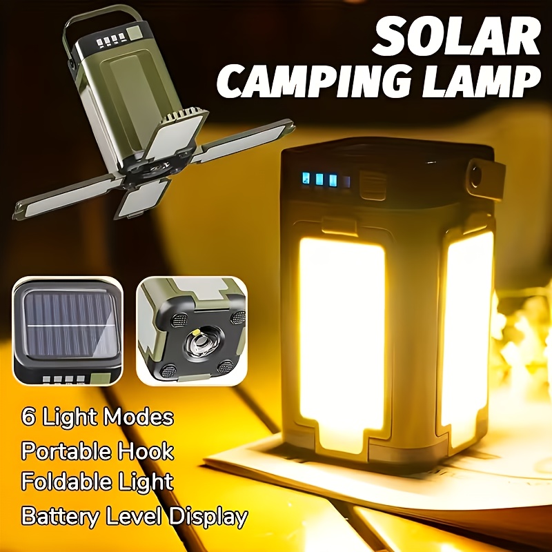 Solar Lamp - Solarbetriebene Tragbare Campinglampe mit Solarladung, Faltbar,