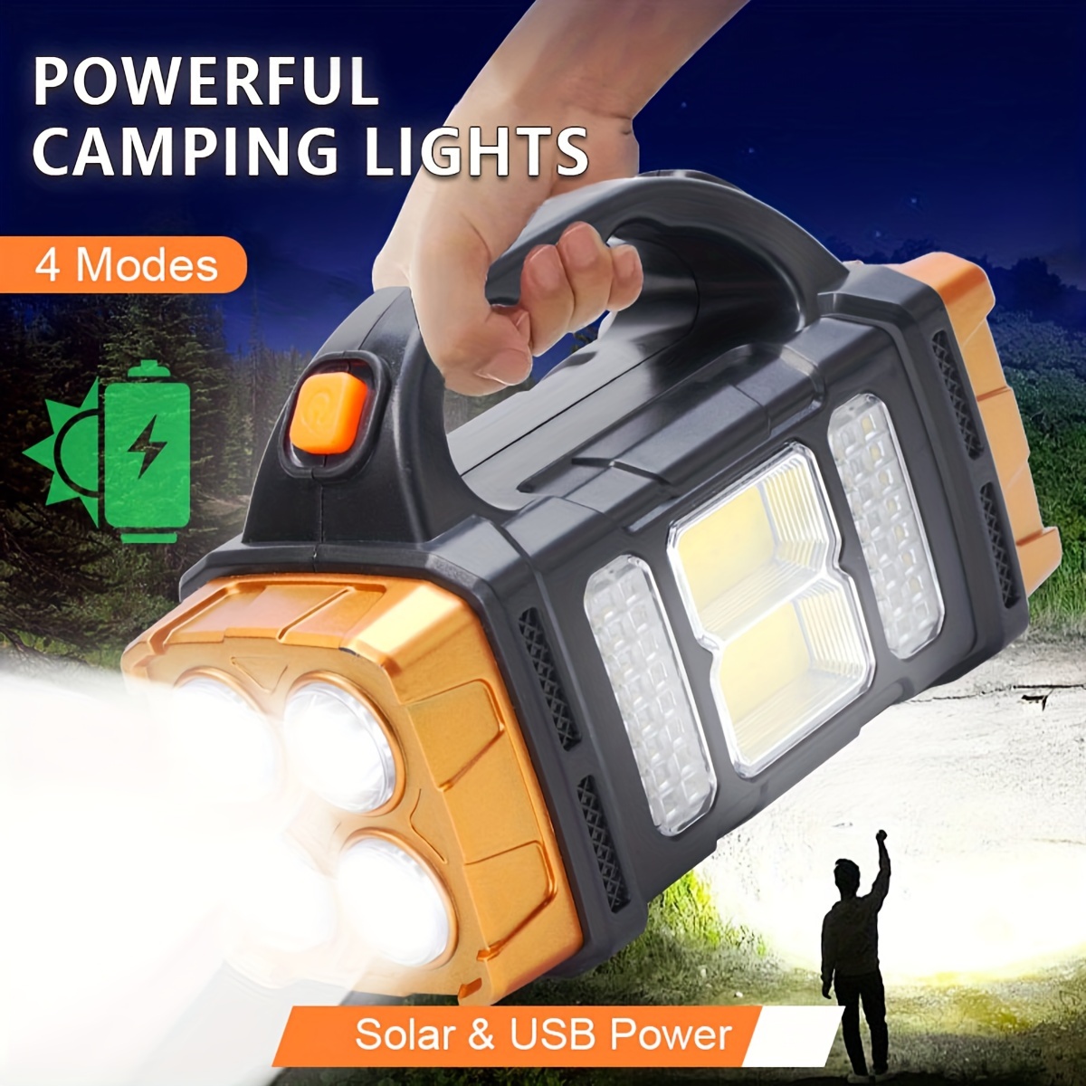 Solar Generator - Neue verbesserte wiederaufladbare Hochleistungs-Solar-LED-Taschenlampe mit Powerbank,